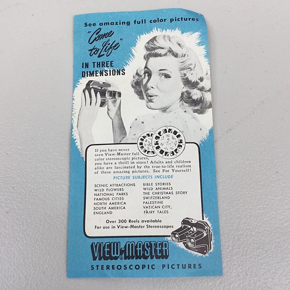 View Master Dealer Advertisement Ephemera Stereoscopic Pictures Litho USA Color